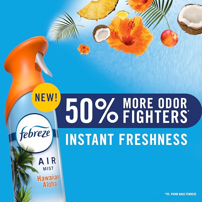 Febreze Air Mist, Air Freshener Spray, Odor Fighting Room Spray, Deodorizer for Home Bathroom Kitchen Office Apartment Dorm Room Classroom, Kitchen Odor Fighter Fresh Lemon Scent, 8.1oz, 3-pack