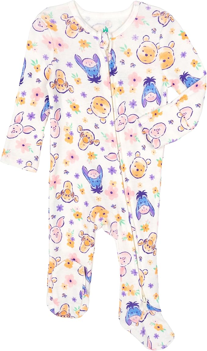 Disney Baby Girls 2 Pack Zip Up Sleep N' Plays Newborn to Infant Sizes (Newborn - 24 Months)