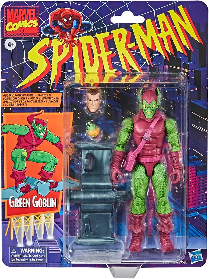 Hasbro Marvel Legends Series Spider-Man 6-inch Collectible Green Goblin Action Figure Toy Retro Collection