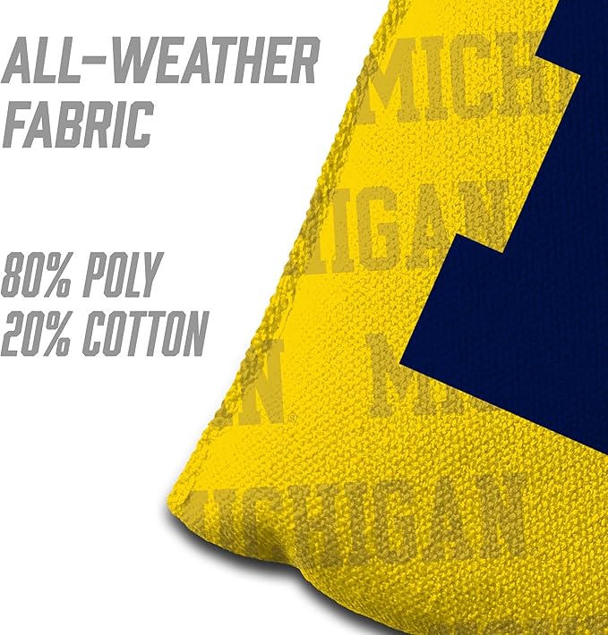 YouTheFan Officially-Licensed NCAA Set of 4 Cornhole Bags - All Weather Regulation 6” x 6” Size - 16oz Weight - Designed in USA