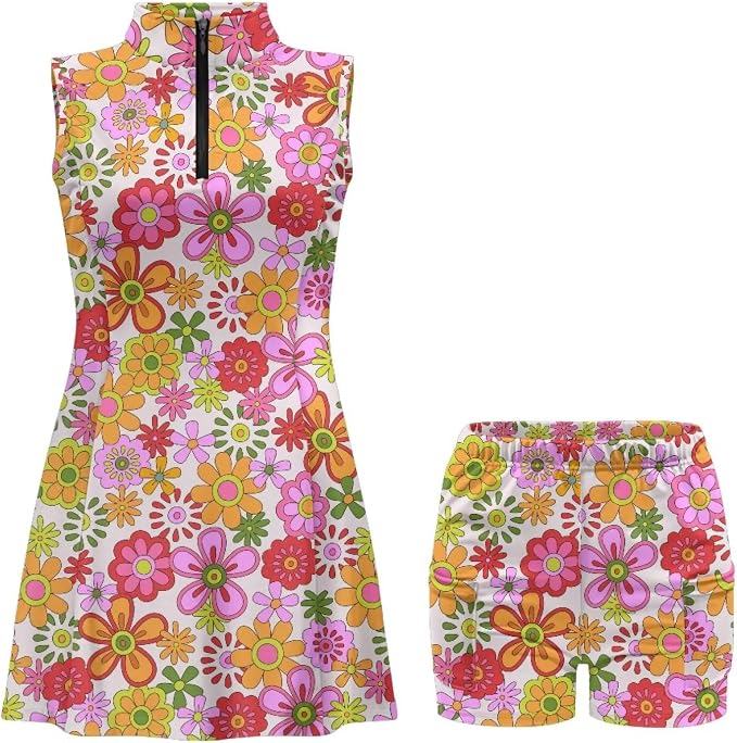 Golf Dress Tennis Dresses for Women with Built in Shorts and Pockets Sleeveless Athletic Dress Workout Dress