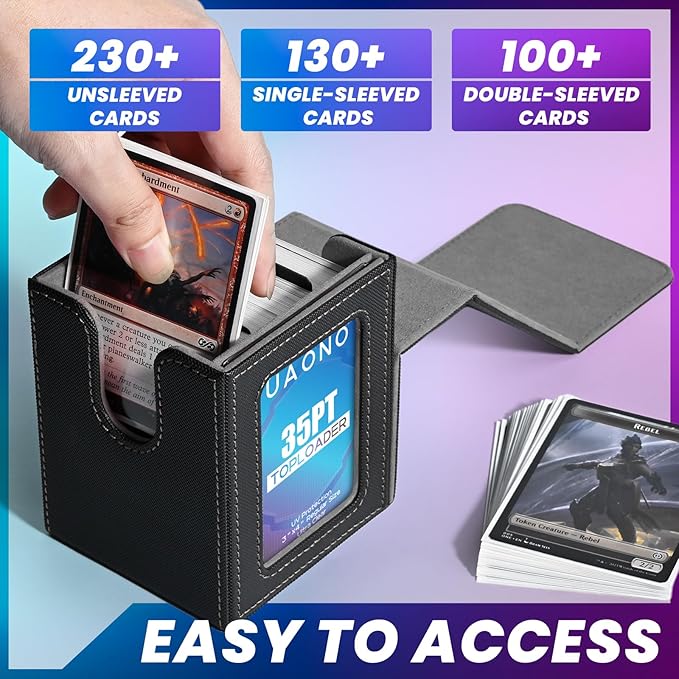 UAONO 6 Pack Commander Deck Box for MTG, Magnetic TCG Card Deck Boxes, Fits 600+ Double-Sleeved Cards, with 12 Dividers, 6 Top Loaders, Fits TCG/PTCG/YGO/Magic Cards