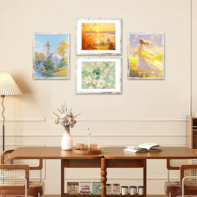 FIXSMITH 11x14 Picture Frame 2 Pack, Distressed White Photo Frame with HD Plexiglass, Display Pictures 8x10 with Mat or 11x14 Without Mat, Distressed White Picture Frames Collage Wall Decor, Gallary Wall Frame