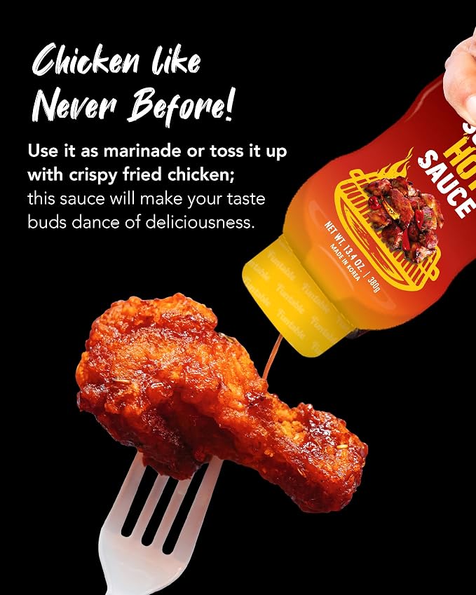 Funtable Super Hot Sauce - Spicy Korean Chicken Condiment, 13.4 oz | Fiery, Tangy Flavor for Wings, Nuggets, Fries, Burgers and BBQ; Ready-to-Use Dip, Marinade or Cooking Glaze