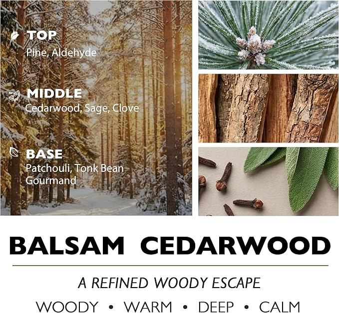 HomeLights Balsam Cedarwood Scented Candles | 18oz Soy Candles Industrial Chic 4-Wick Large Candle Jars | Ideal Candle Gifts for Events, Home Decor Stress, Relief & Relaxation