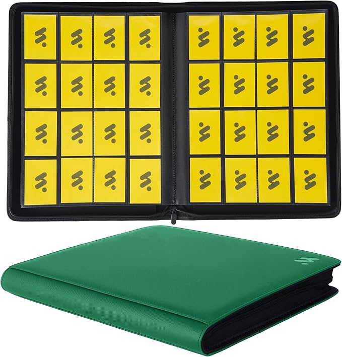 Premium 1000+ Pockets Card Binder,16 Pockets Trading Card Binder Ringless Side Loading Trading Card Album Folder for TCG -Dark Green