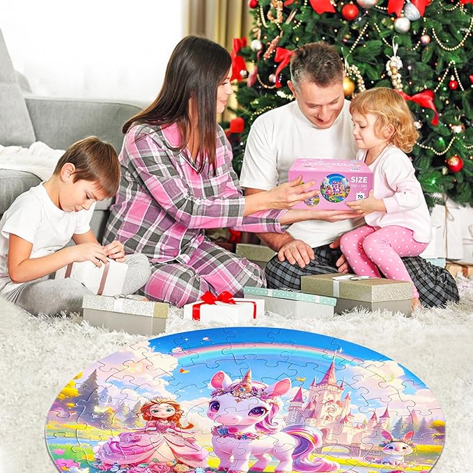 Unicorn Princess Floor Puzzles for Kids Ages 4-6, Large 70 Piece Unicorn Puzzles for Kids Ages 6-8, Puzzles for Toddler Ages 3-5, Toy Gifts for Boy Girls Children