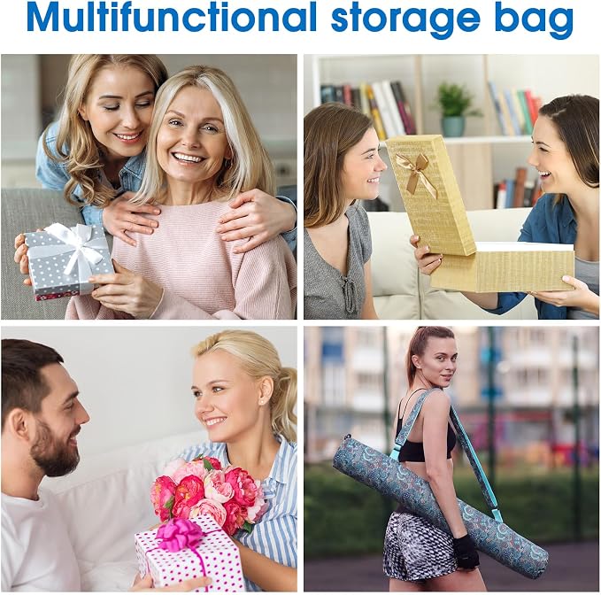 Shinylin 35 Inch Mahjong Mat Carrying Bag with Strap, Printed Drawstring Mahjong Holder Bag Outdoor Travel Canvas Storage for Board Games, Yoga Mats, Tripod