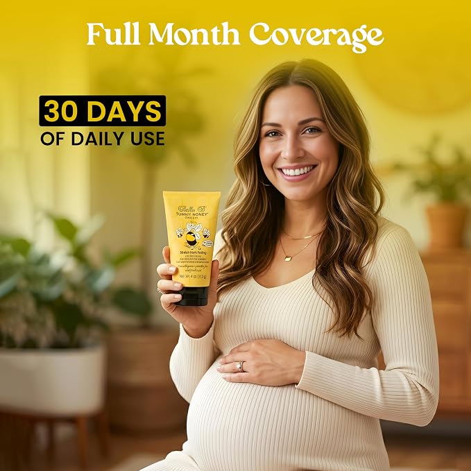 BELLA B NATURALS Tummy Honey Cream 4oz - Bella B Tummy Cream For Fading Stretch Marks - Pregnancy Cream To Prevent Stretch Marks - Stretch Marks Cream For Pregnancy - Pregnancy Stretch Mark Prevention