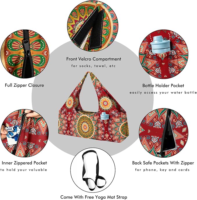 Yoga Mat Bag Large Yoga Bag and Carrier with Strap Zipper and Pockets Fits All Your Stuff Yoga Tote Pilates Bags for Women Fit Most Size Mats