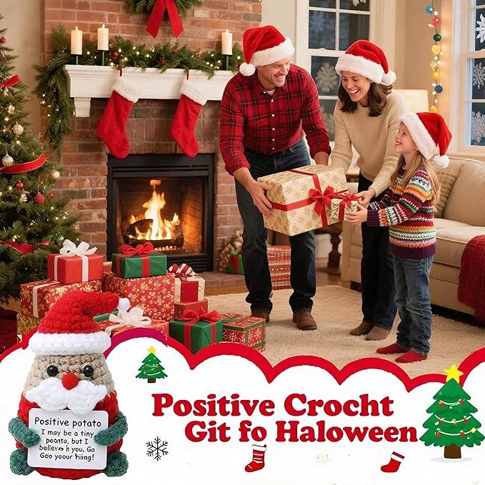 Christmas Positive Crochet, for Christmas Decorations Indoor Emotional Support Crochet,Santa Claus Dolls Gift for Home Decor,or Birthday for Women/Men