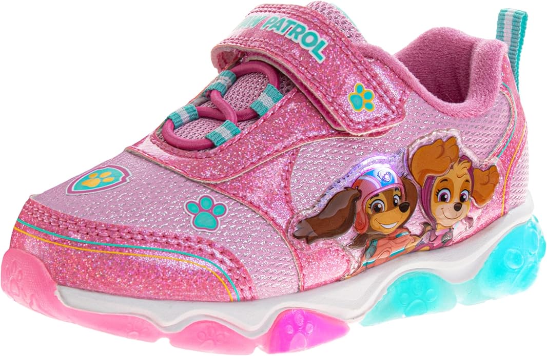 Girls Character Shoes Light Up Shoes LED Athletic Shoes for Girls Disney Princess Moana Little Mermaid Stitch Minnie Frozen Paw Patrol (Sizes: 5-10 Toddlers / 11-12 Little Kid)