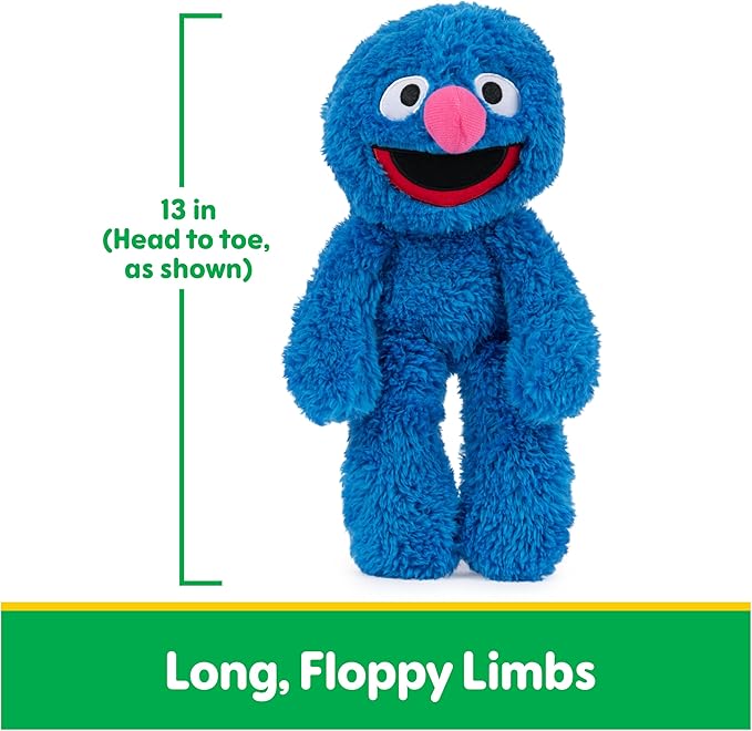 GUND Sesame Street Official Grover Take Along Buddy Plush, Premium Plush Toy for Ages 1 & Up, Blue, 13”