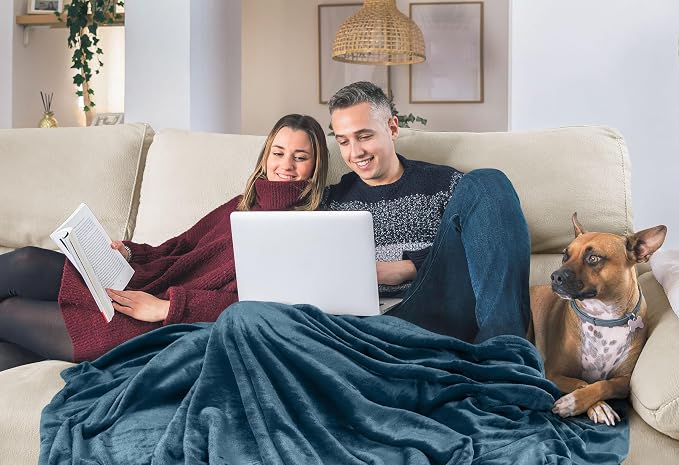 Utopia Bedding Soft Fleece Bed Blanket King Size Stone Blue (90x102 Inch) | Microfiber Plush Warm Lightweight Breathable Cozy Blanket Anti-Static, All Season Use, Gift for Women and Men