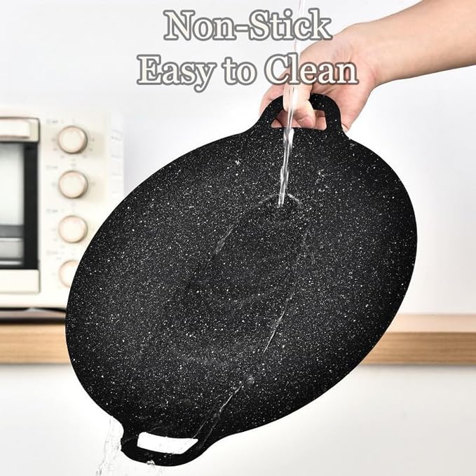Non-stick Round Baking Pan, Korean Grill Pan for Indoor Cooking, Multifunctional Frying and Baking Pan with Tool for Home Kitchen BBQ (30cm/12in)