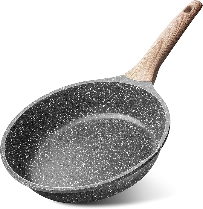 Caannasweis 8 Inch Small Frying Pan Nonstick Granite Skillet for Stove Top | Non Stick Omelette Frying Pans, Omelet Egg Pan, Stone Cookware Chef's Pan, Induction Compatible, PFOA Free (Gray, 8 Inch)
