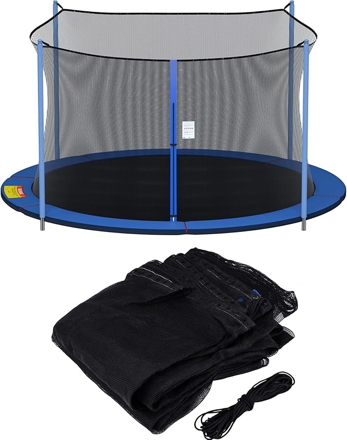 SPORTYOUTH Trampoline Net Replacement, 12ft 13ft 14ft 15ft Round Frame Trampoline Safety Enclosure Netting with Adjustable Straps, Breathable Weather & UV Resistant (NOT Included Poles)