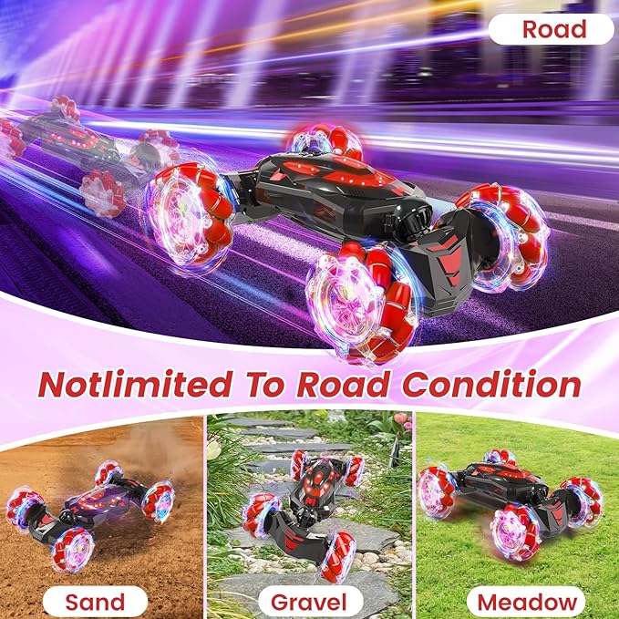 YEMIAI Gesture Sensing RC Stunt Car,Remote Control Car Toys for Ages 8-12,Drift Cars with Lights Music,4WD 360° Spins All Terrains Kids Toys RC Cars, 4-7 Best Birthday Gift for Kids