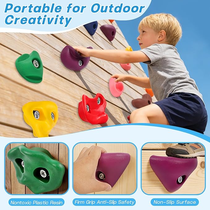 36 PCS Rock Climbing Holds for Kids,Rock Climbing Wall Grips Climbing Rocks Wall Kit for Indoor and Outdoor Playground Play Set with Hardware（Style B）