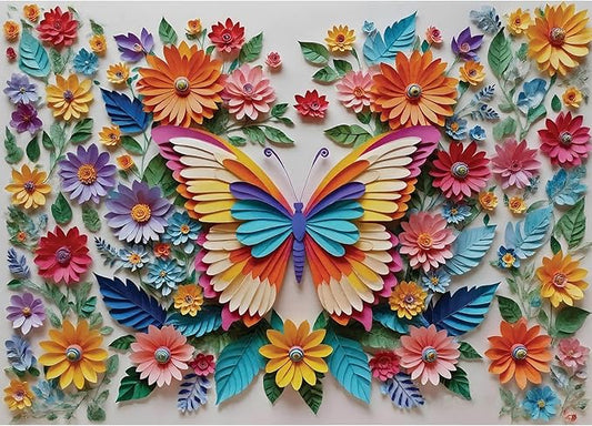 Puzzles for Adults 1000 Pieces - Floral Butterfly Colorful Jigsaw Puzzles, Fun Family Game, Challenging Brain Teaser, 28 x 20 in, Great Gift Idea & Home Decor (Wings of Spring)