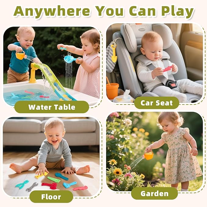 Tools Baby Bath Toys for Kids Ages 1-3 10PCS Toddler Bath Toys Mold Free Baby Gift for 6-12-18 Months Soft-Textured Sensory Teething Toys with Watering Can & Spoon in Bathtub Pool Watertable
