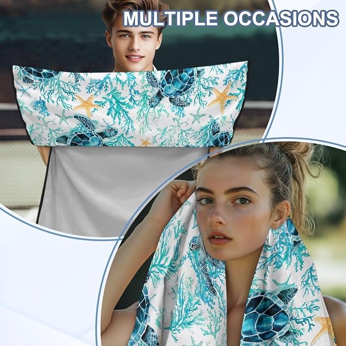 INSTANTARTS Sea Turtle Car Seat Cover Protector Sweat Towel Multi-Functional Car Towel Car Seat Towel Cover