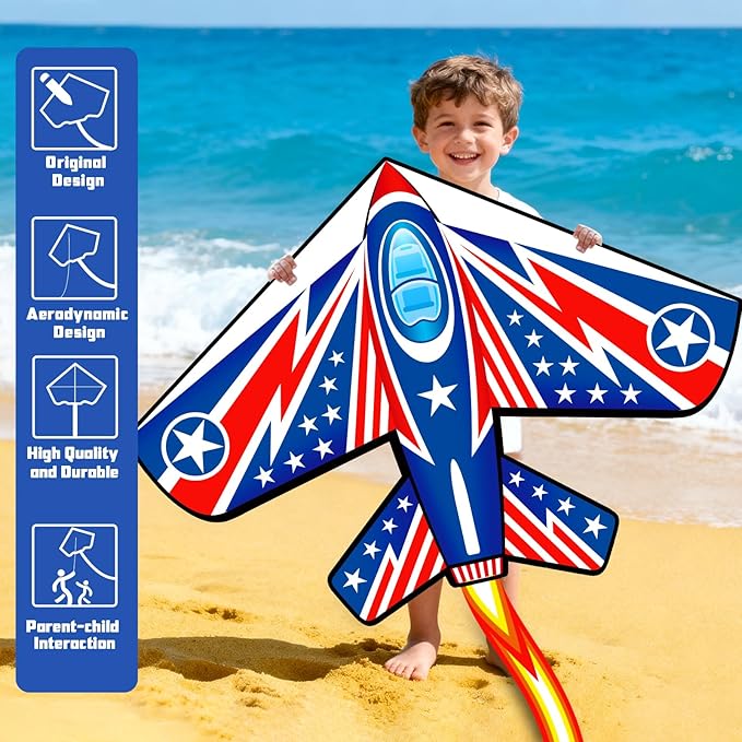 Delta Kites Airplane Kites for Kids & Adults, Delta Multicolor Beach Kite for Kids Age 4-8 8-12 Easy to Fly for Beginners, Easy to Assembled Colorful Kite for Beach Outdoor Toy Games & Family Trip