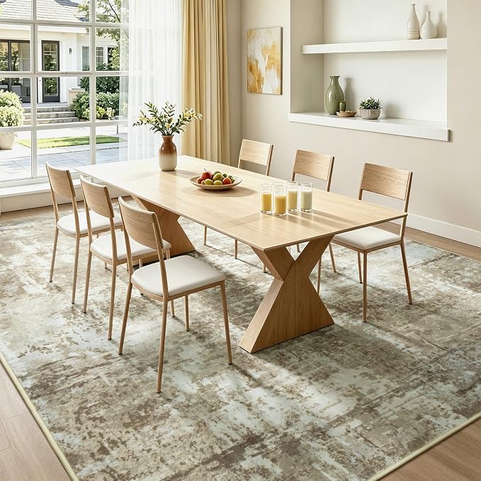 Rugflix 8x10 Area Rugs for Living Room, Washable Brown Large Rug | Machine Washable; Stain-Resistant; Low Pile; Non-Slip; Modern Abstract; Carpet for Bedroom Dining Office Nursery Home