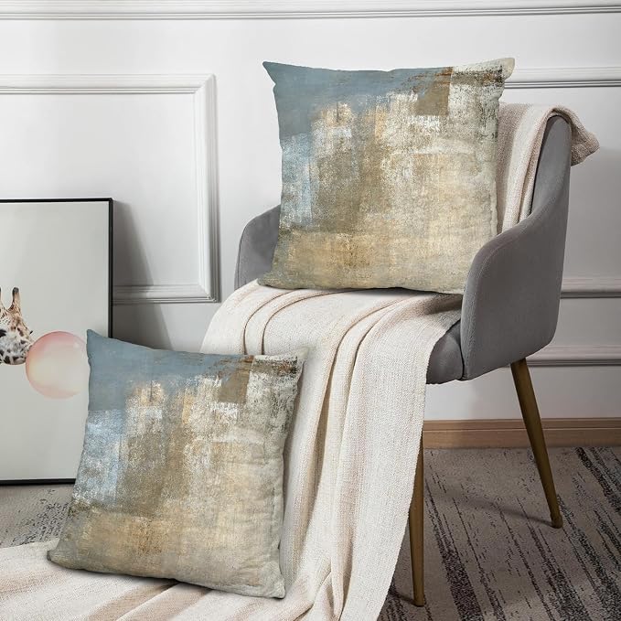Throw Pillow Covers for Couch, 20x20 Inch, 2 Pack, Grey Beige | Decorative Throw Pillow Covers Cushion Covers for Couch Bedroom Sofa Living Room