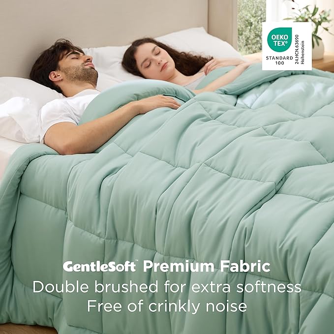 Bedsure Comforter Duvet Insert - Quilted Comforters Oversized King Size, All Season Duvet, GentleSoft Down Alternative Bedding, with 8 Tabs, Gifts for Women, Sage Green, Oversized King 116x98 Inches