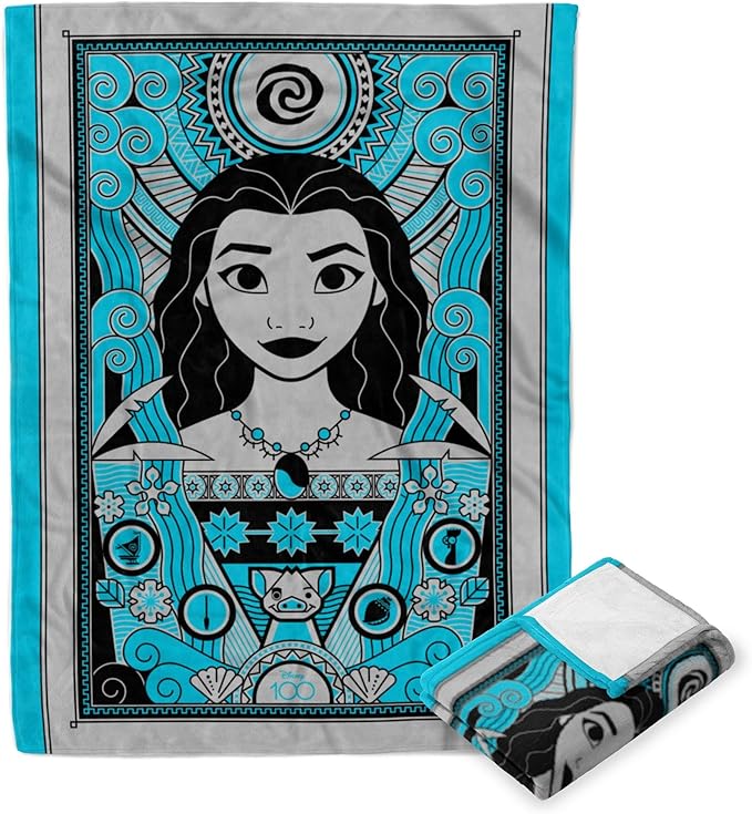 Northwest Disney 100 Silk Touch Throw Blanket, 60" x 80", Art Deco Moana