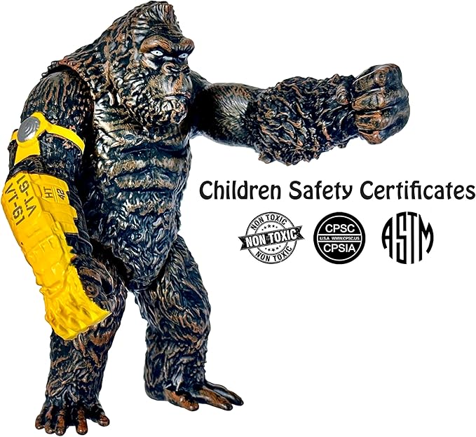 TwCare King Kong: The New Empire, Dinosaur Dragon Attack Action Figure 7” Fight Mode Gorilla Ape Solid Wild Movie Series, Travel Bag