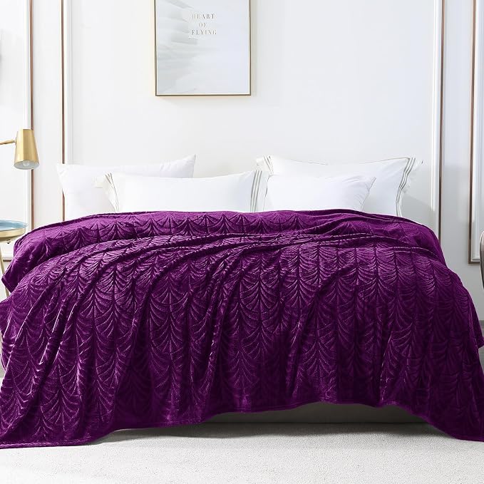 Whale Flotilla Soft Flannel Fleece Twin XL Size Blanket for Bed, Purple | 90"x66" Cozy Lightweight Breathable Coverlet, Plush Fluffy Bedspread, Vintage Pattern Decorative Blanket for Dorm, All Season