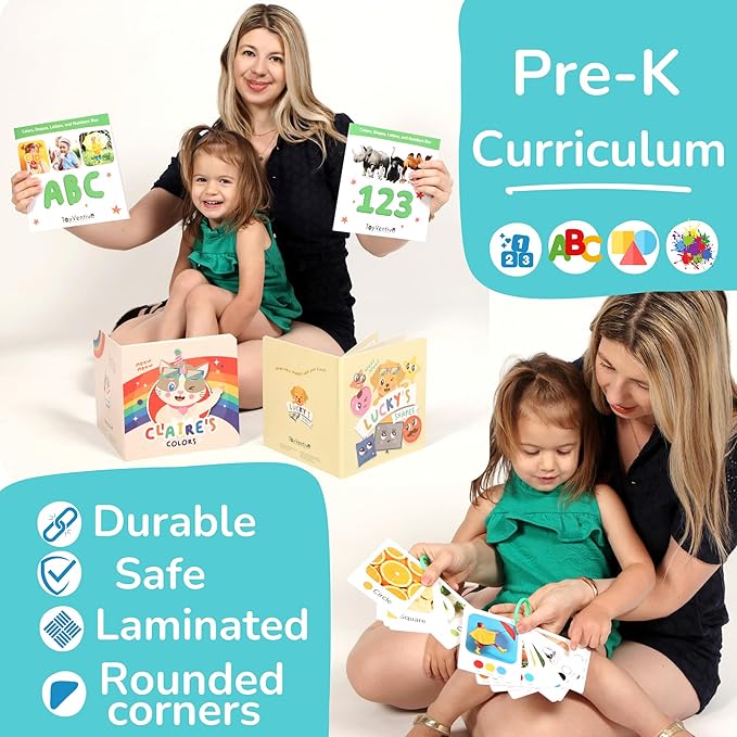 TOYVENTIVE Books, Toddler Flash Cards, and Puzzles – Educational Toys and Birthday Gifts for 1, 2, 3 Year Old Girl, Preschool Learning Activities and Games, Colors, Shapes, Letters, Numbers