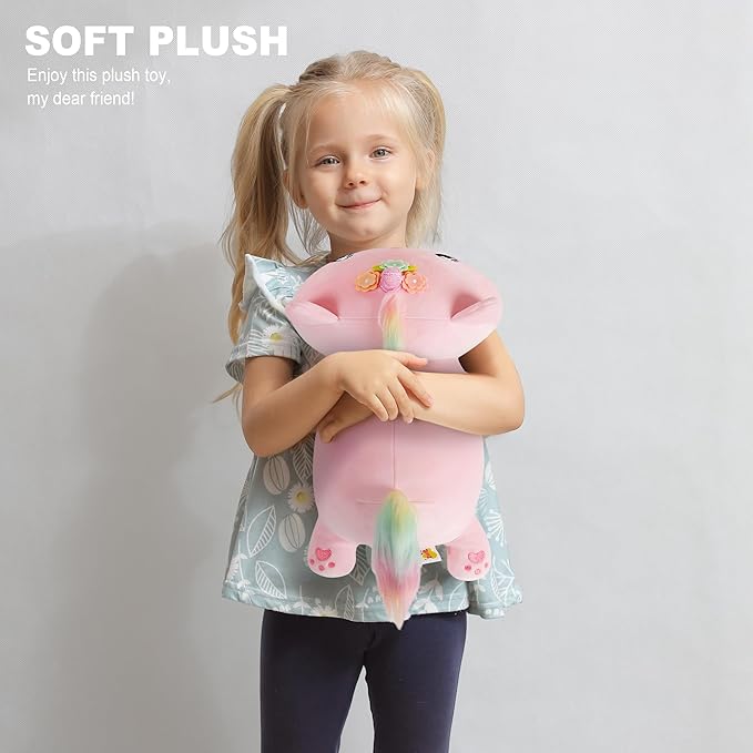 Onsoyours Cute Kitten Unicorn Plush Toy Stuffed Animal Kitty Soft Anime Cat Plush Pillow for Kids (Pink Unicorn Cat, 12")