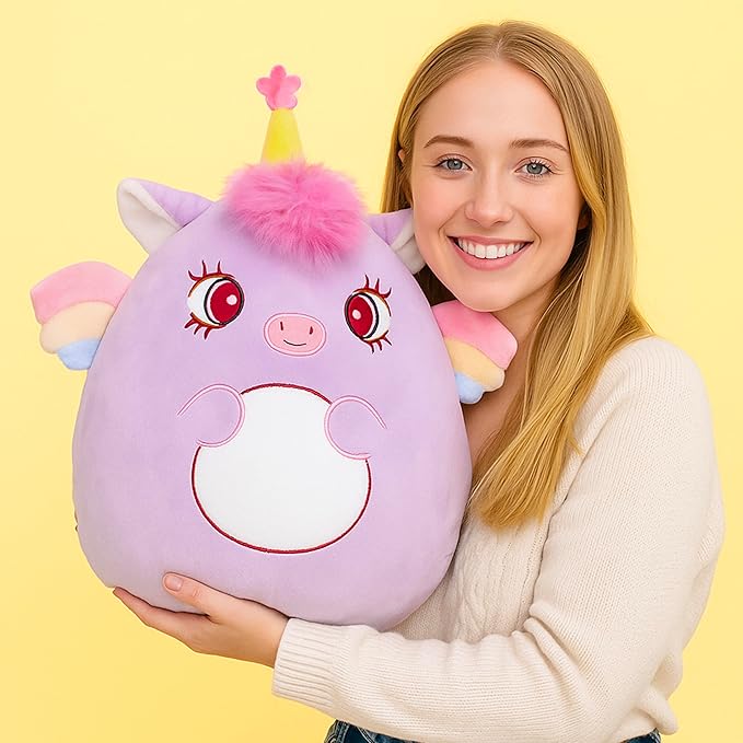 Original 14-Inch Unicorn Pillow Plush Stuffed Animal Toy,Big Size Soft Cute Fat Cuddle Huggable Adorable Plushy Toys,Gift for Kids