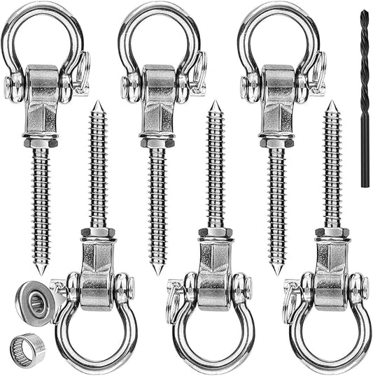 6 Heavy Duty Swing Hangers Permanent Anti Rust Bearing, 1500 LBS, 180° Swing Hardware, Swing Frame for Yoga Hammock Chair sandbag Playground Accessories