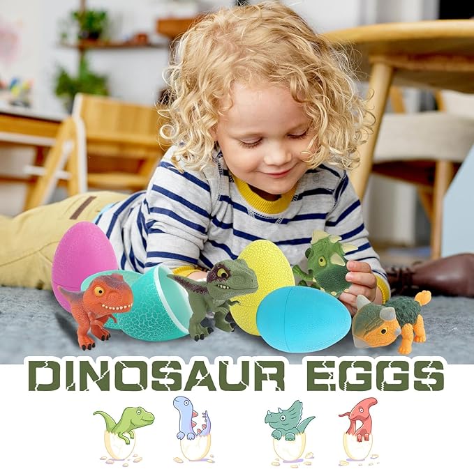 5.12" Dinosaur Egg Toy 4Pack, Exquisitely Carved Dinosaur Figures, Easter Eggs, Suitable for Boys and Girls