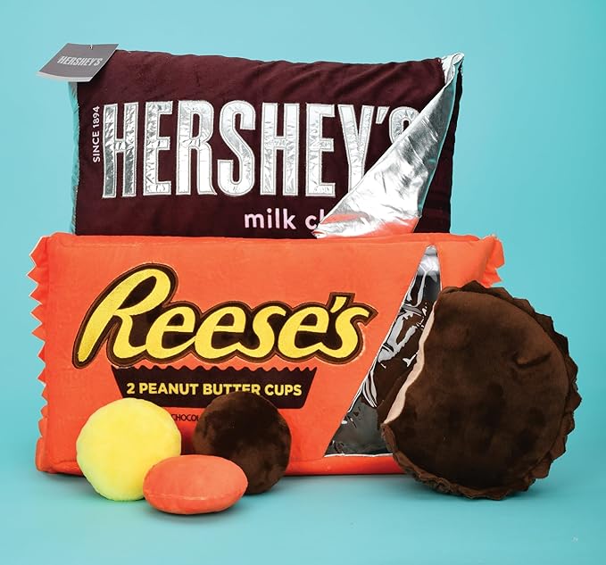 iscream Reese's Peanut Butter Cups Package 19" x 8.5" Pillow Set with Two Plushie Cups