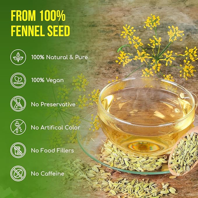 FreshDrinkUS, Premium 75 Fennel Seed Tea Bags – 100% Natural & Pure, Handmade Herbal Tea, Eco-Friendly, Fresh Aroma, Made with Natural Material Tea Bags. No Sugar, No Caffeine, No Gluten, Vegan.