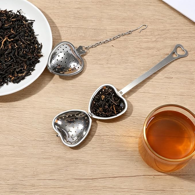 2PCS Tea Infuser Spoon, Fine Mesh Stainless Steel Strainer, Heart Shaped Tea Steeper for Loose Tea, Tea Bag, Herbal Tea