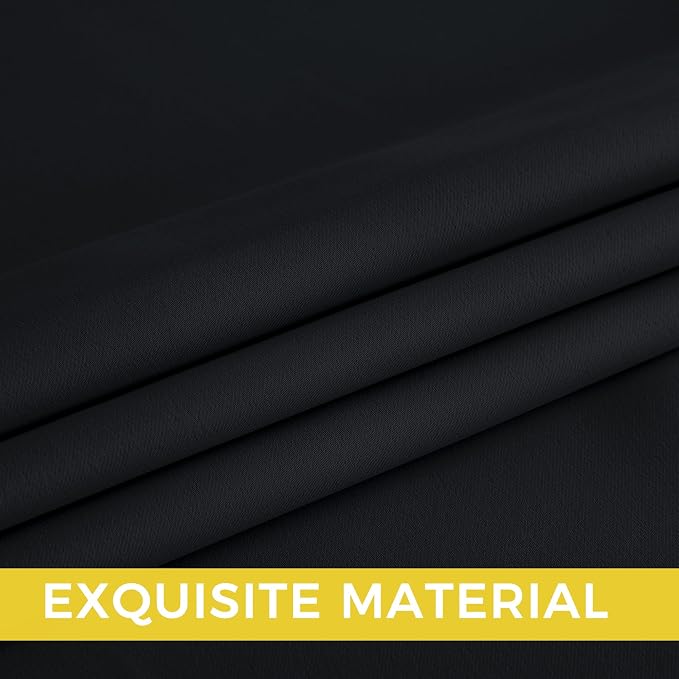 NICETOWN 95 Inch Blackout Curtains, Grommet 2 Panels Thermal Insulated Black Room Darkening Drapes, Extra Long Window Curtains for Bedroom Living Room