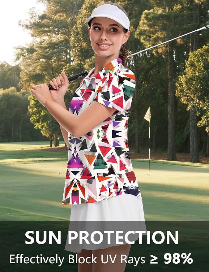 LOMON Womens Golf Polo Shirt Summer Short Sleeve Quarter Zip Outfit | Side-Pockets,Princess Seams,Cotton,Wrinkle Free,Moisture Wicking,Quick-Dry,Lightweight,Collared,for Tennis Workout