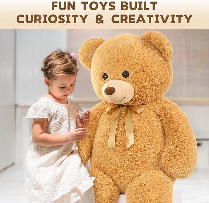 MorisMos Giant Stuffed Animal, Life Size Teddy Bear, 51in Large Cuddly Plush for Baby Shower, Birthday, Valentine (Light Brown)