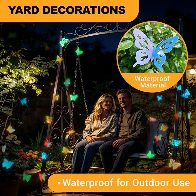 Glow in the Dark Holographic Butterfly Wall Decorations Luminous Color-Changing 3D Butterflies, Multi-Size & Multi-Color, Glowing Wall & Party Decor for Bedroom, Wedding, Garden, Event