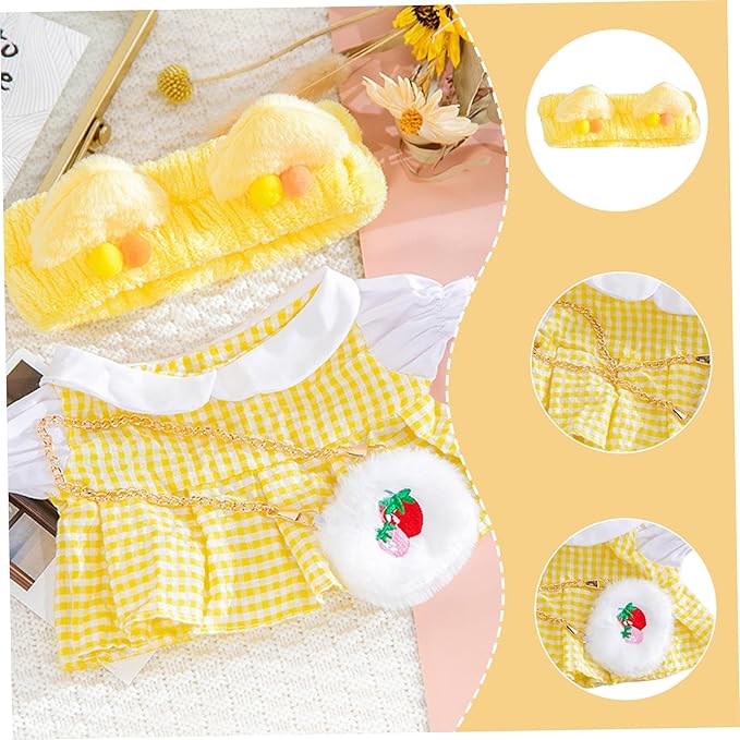 4 Set Clothes for Stuffed Animals Plush Stuffed Animal Clothes for Duck with Headbands, Skirts, Sweaters and Bags DIY Animal Accessories for Kids to Improve Hands-On Skills