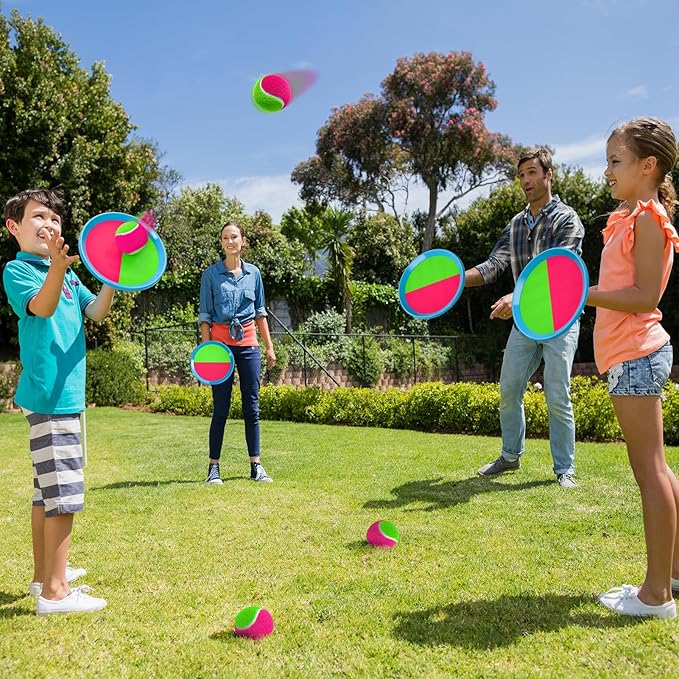 Bennol Toss and Catch Ball Game Outdoor Toys for Kids with 2 Paddle, 2 Balls and A Storage Bag, Outdoor Outside Games for Kids Ages 3 4 5 6 7 8 9 10, Yard Backyard Beach Outside Games