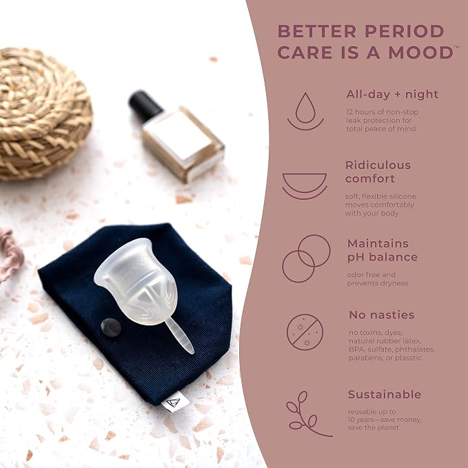 VOXAPOD Menstrual Cup Large Size with Case - #1 Active Cup - Wear for 12 Hours - Most Comfortable, Easy Removal, Leak-Proof - Reusable Period Cup Medical-Grade Silicone - Heavy Flow(Pack of 2)