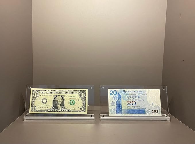 IEEK Acrylic Dollar Bill Display Case Dollar Frame Clear Paper Money Holders Currency Ticket Protector Paper Money Frame for Bill Collectors,7.3 x 3.5 Inch,4 Pack