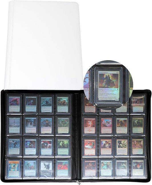 16 Pocket Top loader Binder, Holds 640 Top Loaders, Top loader Binder with Sleeves for 3'' x 4'' Top loaders - White